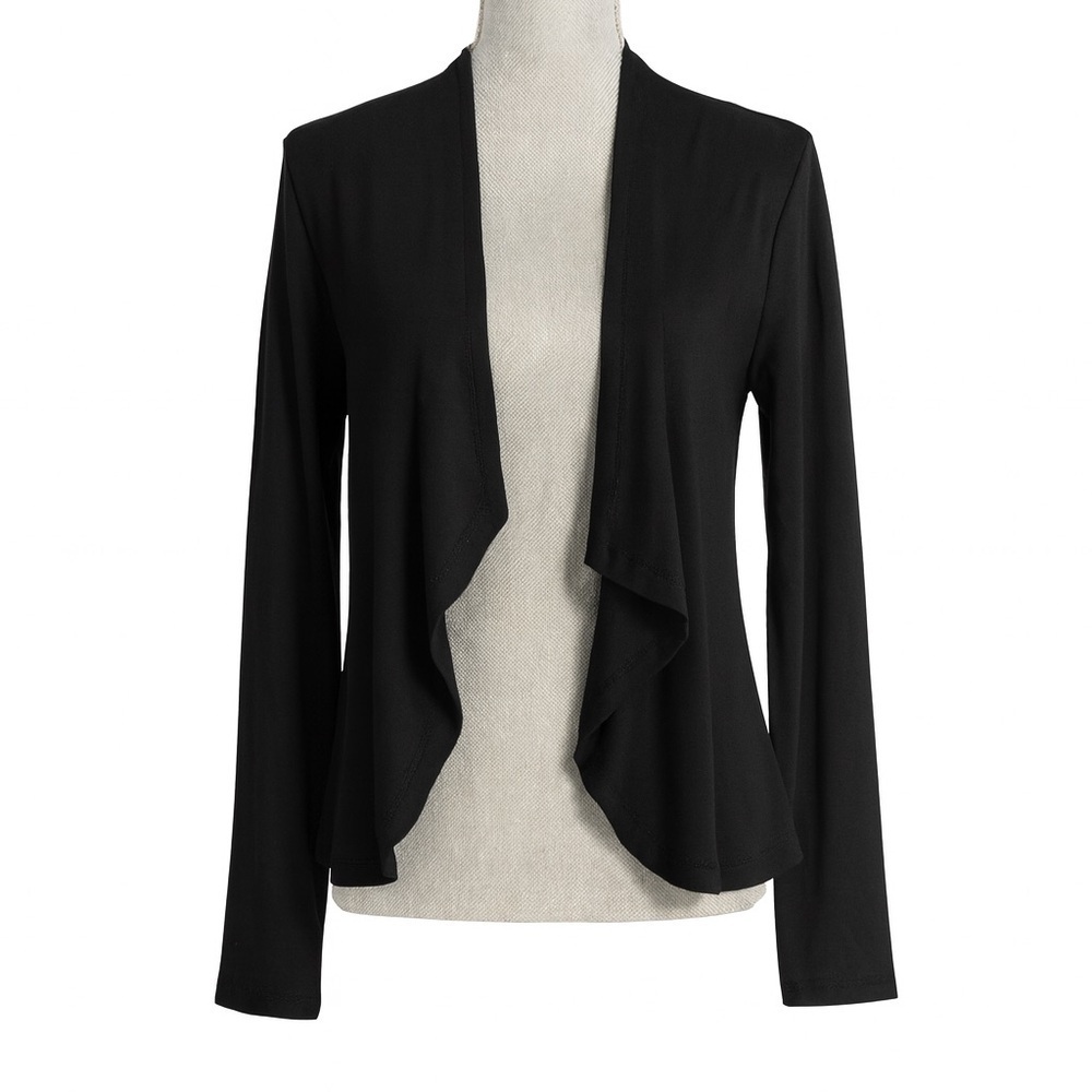 NWT Bordeaux x Anthropologie Black Open Front Cardigan, Size S